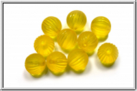 Acryl-Perle, rund, gerillt, 9mm, yellow, matte, 10 Stk.