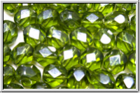 Bhm. Glasschliffperle, feuerpol., 6mm, olivine, med. dk., trans., luster, 25 Stk.