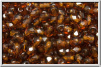 Bhm. Glasschliffperle, PRECIOSA, feuerpol., 4mm, topaz, sm., darkest, trans., 50 Stk.