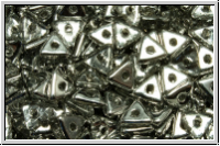 Tri-Beads, 4mm, crystal, trans., half silver, 100 Stk.
