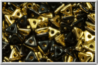 Tri-Beads, 4mm, black, op., half brass, 100 Stk.