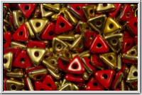 Tri-Beads, 4mm, red, op., half brass, 100 Stk.