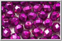 Bhm. Glasschliffperle, feuerpol., 6mm, black, op., heavy metal magenta, 25 Stk.