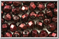 Bhm. Glasschliffperle, feuerpol., 6mm, black, op., heavy metal burgundy, 25 Stk.