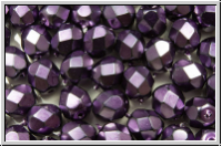 Bhm. Glasschliffperle, feuerpol., 6mm, black, op., heavy metal dk. magenta, 25 Stk.