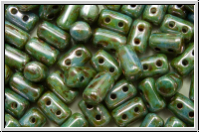 RUL-03000-65431, Rulla Beads, 3x5mm, white, op., blue/brown marbled, 100 Stk. (ca. 11 g)