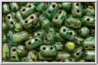 RUL-60020-86805, Rulla Beads, 3x5mm, aqua, med., trans., dk. picasso, 100 Stk. (ca. 11 g)