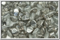 PB-00030-27001, Pinch Beads, 5x3mm, crystal, trans., half silver, 65 Stk.