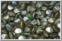 PB-00030-98537, Pinch Beads, 5x3mm, crystal, trans., graphite rainbow, 65 Stk.