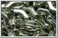 3-Loch-Bridge-Beads, 12x3mm, crystal, trans., full silver, 50 Stk.