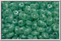 SD-61300-14400, SuperDuo Beads, aqua, silk opal, luster, 10g