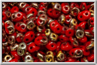 SD-93200-27101, SuperDuo Beads, red, op., half capri gold, 10g