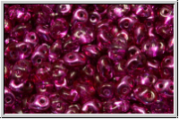 SD-00030-S25733, SuperDuo Beads, crystal, trans., half mirror hot pink, 10g