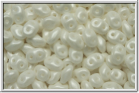 SD-02010-29300, SuperDuo Beads, white, alabaster, soft pastel white, 10g