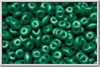 SD-02010-29341, SuperDuo Beads, white, alabaster, soft pastel dark green, 10g