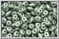 SD-02010-29405, SuperDuo Beads, white, alabaster, silver met. matte, 10g