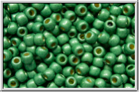 R-11-0589fPF, TOHO Rocailles, 11/0, green, jade, galv., met., perm.-finish, matte, 10g