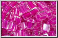 SB-04-0209, MIYUKI Squares, 4mm, crystal, trans., fuchsia-ld., 15g