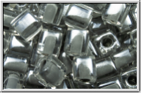 SB-04-0240, MIYUKI Squares, 4mm, crystal, trans., grey-ld., 15g