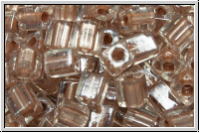 SB-04-2602, MIYUKI Squares, 4mm, crystal, trans., met. copper-ld., 15g