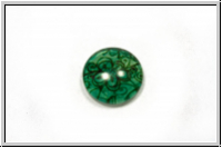 Glascabochon, hinterklebt, rund, 12x4mm, green Flower, 1 Stk.