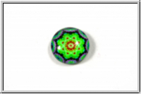 Glascabochon, hinterklebt, rund, 12x4mm, green mandala, 1 Stk.