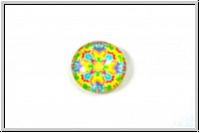 Glascabochon, hinterklebt, rund, 12x4mm, yellow mandala, 1 Stk.