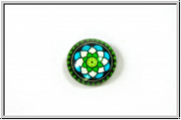 Glascabochon, hinterklebt, rund, 12x4mm, turquoise mandala, 1 Stk.