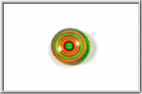 Glascabochon, hinterklebt, rund, 12x4mm, orange/green circles, 1 Stk.