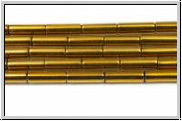 Hematite-Perlen, Zylinder, 9x3mm, golden plated, 1 Strang