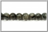 Labradorit, round, 6mm, grey dyed, 1 Strang