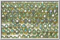 chin. Kristallschliffperle, Rondell, 3x4mm, crystal, trans., sea green luster, 1 Strang
