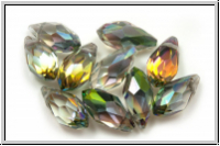 chin. Kristallschliffperle, Drop, 6x12 , crystal, trans., vitrail, 10 Stk.