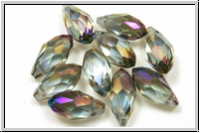chin. Kristallschliffperle, Drop, 6x12 , crystal, trans., purple flair, 10 Stk.