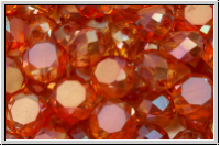 chin. Kristallschliffperle, flat round, 8x5mm , crystal, trans., apricot luster, 10 Stk.