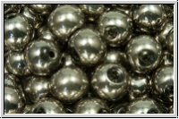 chin. Glasperle, round, 8mm , crystal, trans., full silver met., 10 Stk.
