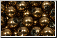 chin. Glasperle, round, 8mm , crystal, trans., full copper met., 10 Stk.