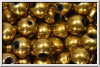 chin. Glasperle, round, 8mm , crystal, trans., full gold met., 10 Stk.