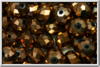 chin. Kristallschliffperle, Rondell, 6x8mm, crystal, trans., full copper met., 10 Stk.