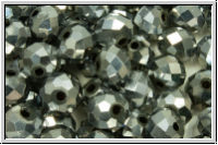 chin. Kristallschliffperle, Rondell, 6x8mm, crystal, trans., full silver met., 10 Stk.
