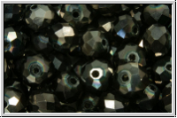 chin. Kristallschliffperle, Rondell, 6x8mm, crystal, trans., full hematite met., 10 Stk.