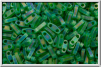 QTL-0146fr, MIYUKI Quarter Tila Beads, green, kelly, trans., matte, AB, 5g