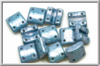 4-Loch-FixerBeads, vertikal, 8x8mm, white, op., blue/grey marbled, 12 Stk.