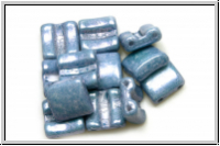 2-Loch-FixerBeads, horizontal, 8x8mm, white, op., blue/grey marbled, 12 Stk.