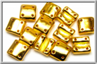 4-Loch-FixerBeads, vertikal, 8x8mm, crystal, trans., full 24kt gold plated, 12 Stk.