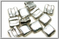 2-Loch-FixerBeads, horizontal, 8x8mm, crystal, trans., full silver, 12 Stk.