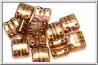 4-Loch-FixerBeads, vertikal, 8x8mm, crystal, trans., lila gold luster, 12 Stk.