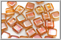 TILE-Beads, 6x6mm, crystal, trans., half copper, 25 Stk.