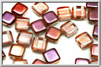 TILE-Beads, 6x6mm, crystal, trans., sunset, 25 Stk.