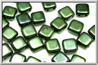 TILE-Beads, 6x6mm, green, metallic, 25 Stk.